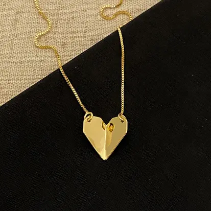 GARGANTILHA CORAÇÃO ORIGAMI M DOURADO